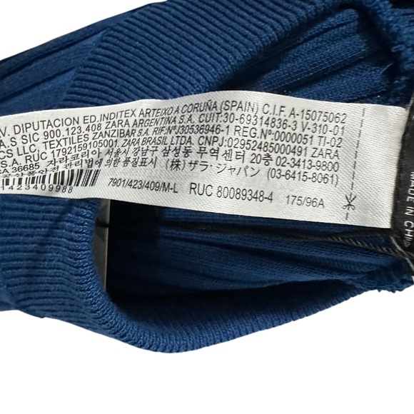 Zara Womens Ribbed Knit Mock Neck Sweater Dress Sz M/L Blue Sleeveless Bodycon - Picture 8 of 10